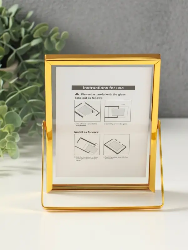 Фоторамка металл на 1 фото 10х15 см "Лофт" золото гальваника 1,2х11,5х16 см