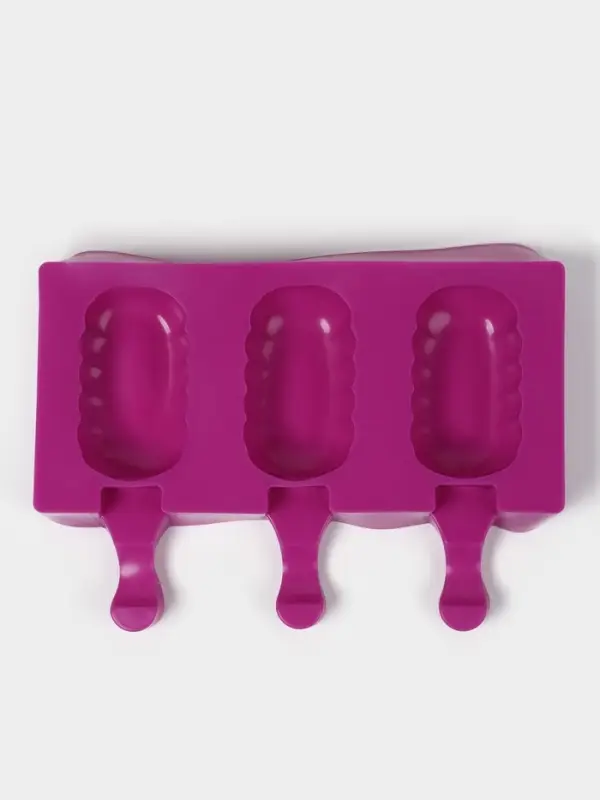 Форма для мороженого &laquo;Эскимо волна&raquo;, силикон, 19.4&times;13 см, 3 ячейки (7&times;4 см), МИКС