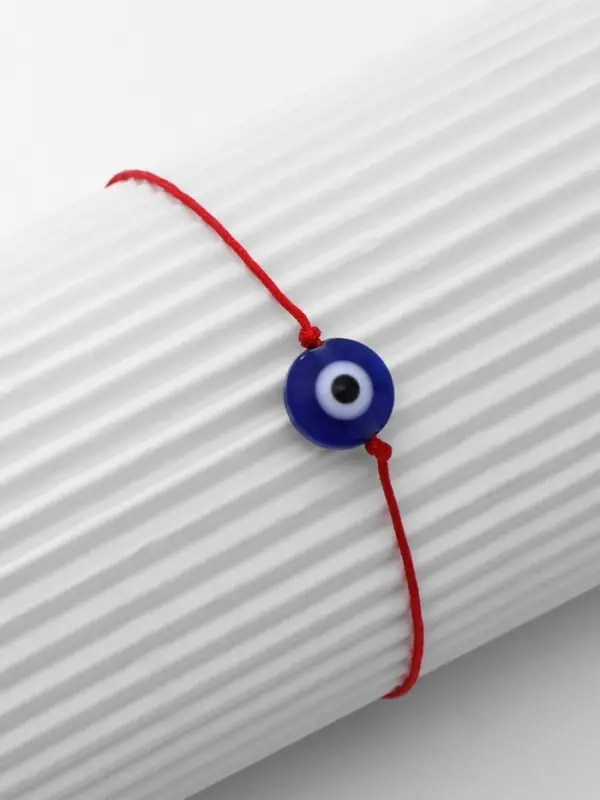 Браслет-оберег &laquo;Красная нить&raquo; талисман защиты, глазик от сглаза, синий, d=8 см
