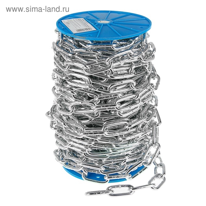 Цепь длиннозвенная ТУНДРА krep, DIN763, диаметр 8 мм, сварная, оцинкованная, 30 м