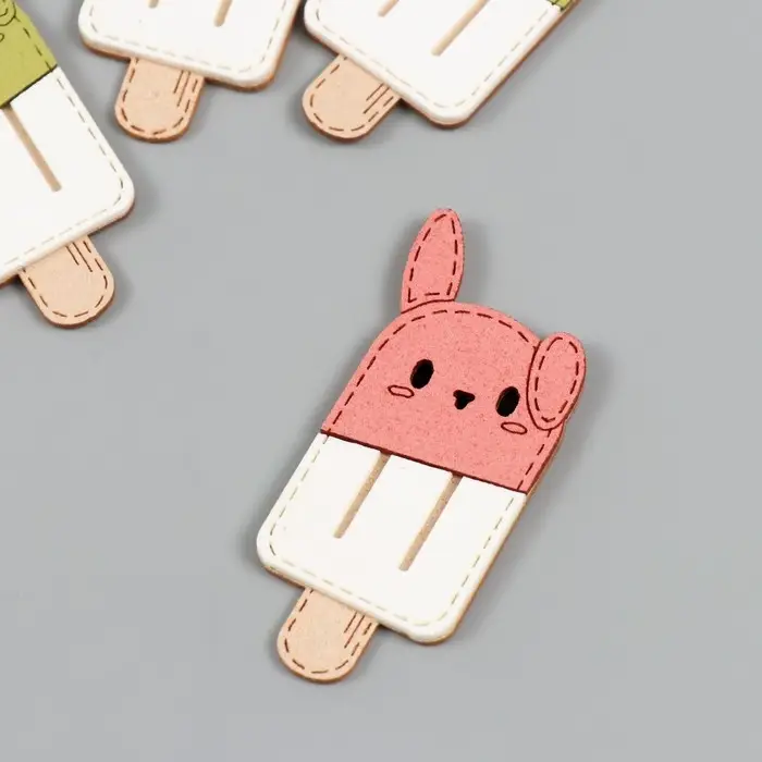 Декор для творчества иск. замша "Зайка-эскимо" МИКС 6,7х3 см