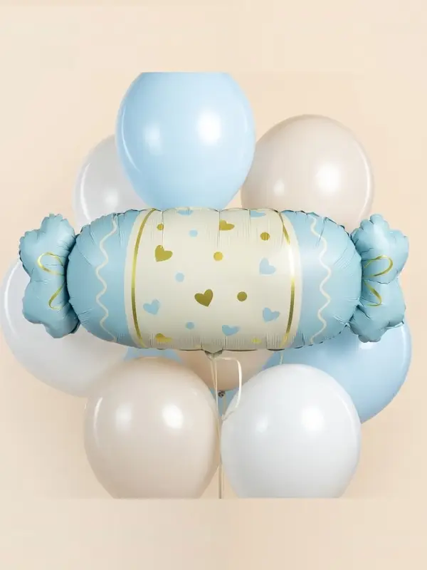 Воздушный шар фольгированный 34" &laquo;Конфета&raquo;, голубой сатин