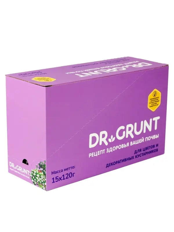 Удобрение минеральное для цветов и декаративных кустарников, Dr.Grunt шоу-бокс, 15 саше