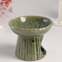 Аромалампа керамика "Лотос" тёмно-зеленая 11,4х11,4х9 см