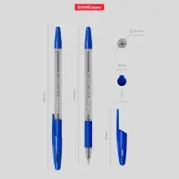 Ручка шариковая ErichKrause R-301 Classic Stick & Grip, узел 1.0 мм, синяя, с резиновым держателем, мягкое и комфортное письмо