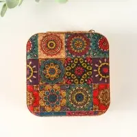 Шкатулка кожзам для украшений "Восточный ковёр" пробка 10х10х5 см