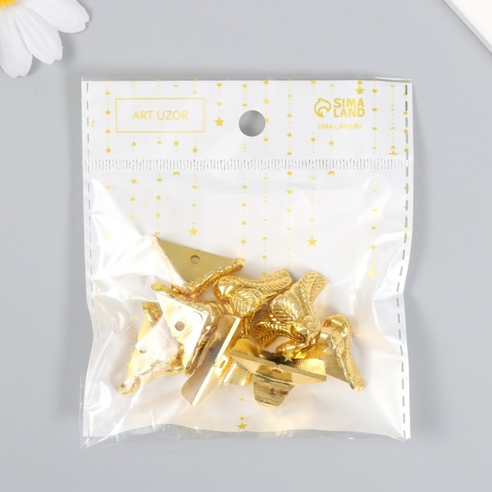 Уголок (ножка) для шкатулки пластик "Рептилия" золото набор 8 шт C003 2х1,8 см