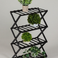 Подставка для цветов Greengo, 4 полки, 50 &times; 25 &times; 68 см, напольная, бамбук, чёрная