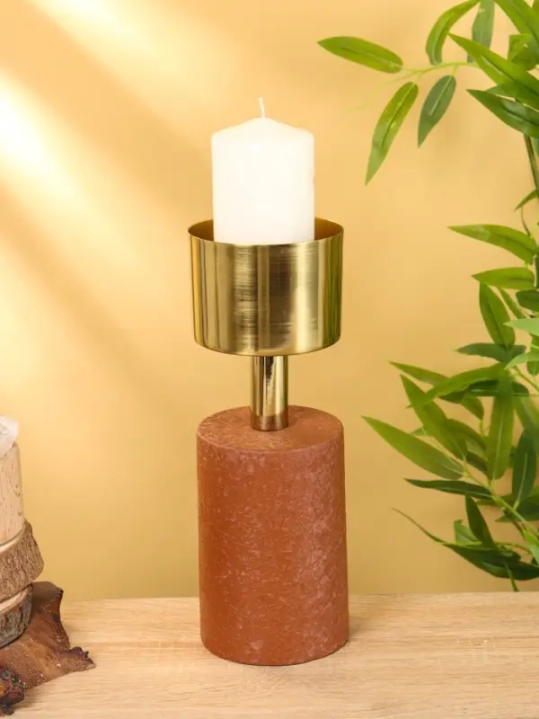 Подсвечник на 1 свечу "Кубок" бисквитный с золотом 10х10х28,5 см