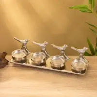 Подсвечник на 4 свечи "Птенцы" алюминий 32,5х9х7 см