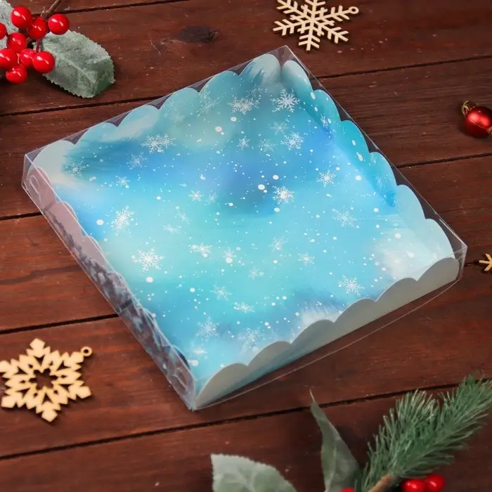 Коробка для печенья, &laquo;Зимний лес&raquo;, 18&times;18&times;3 см, Новый год