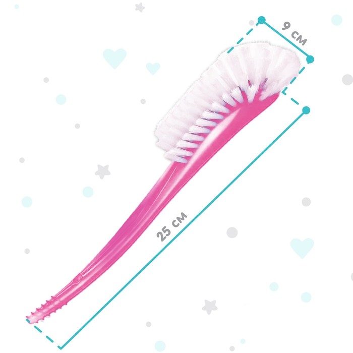 Ёршик для бутылочек и сосок, цвет розовый, 25х9см, Крошка Я