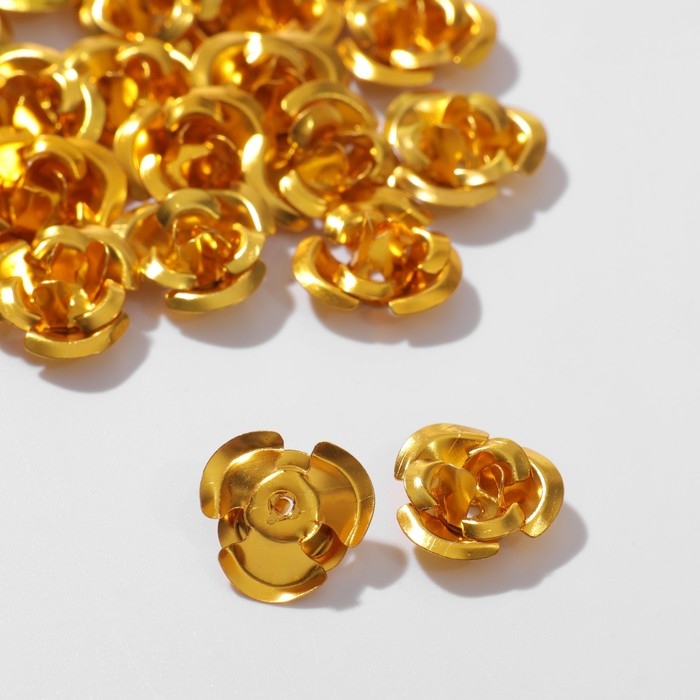 Бусина &laquo;Розочка&raquo;, 12 мм, (набор 30 шт.),цвет золото