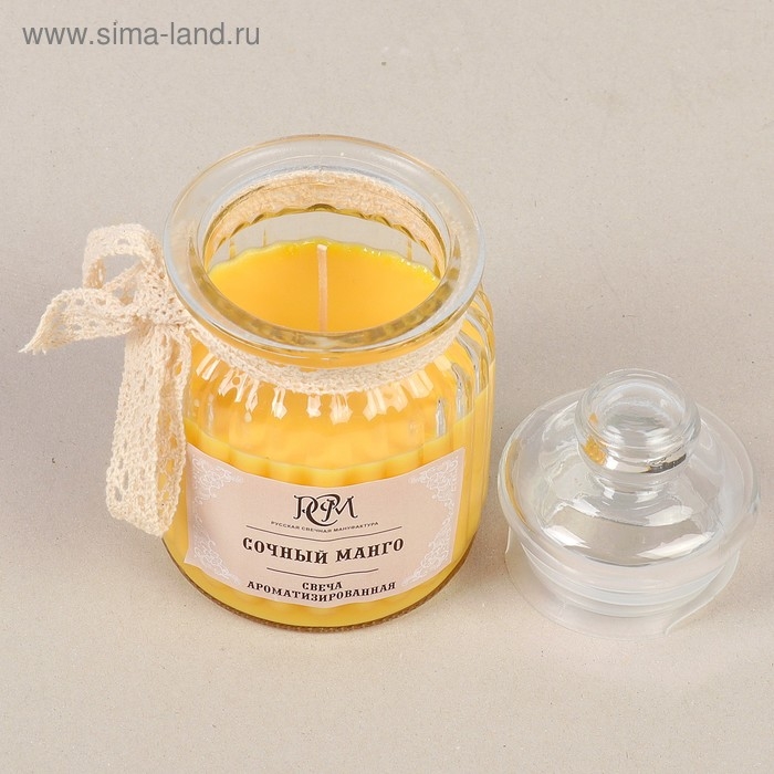 Свеча в банке ароматизированная "Сочный манго" 180гр, время горения 45ч