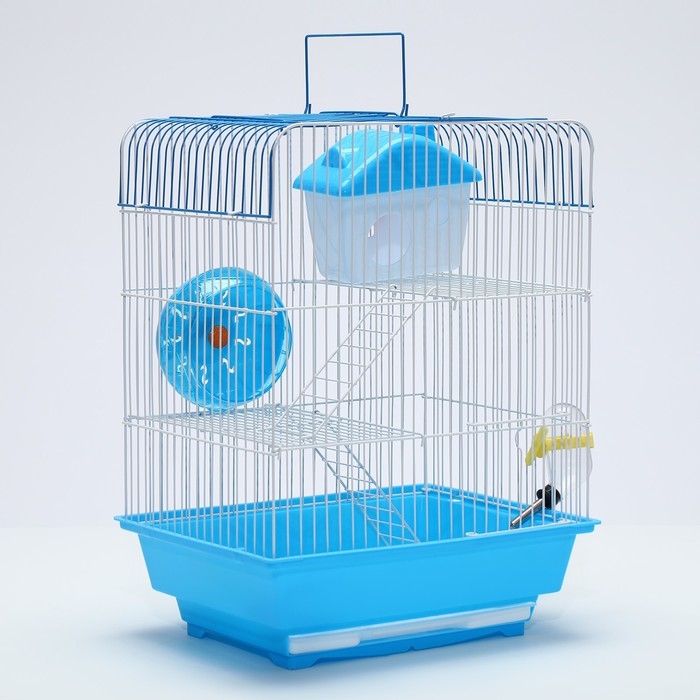 Клетка для грызунов с наполнением RT-3, 30 х 23 х 39 см, голубая