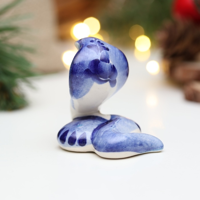 Сувенир "Змея Кобра", 5 х 4,5 см, гжель