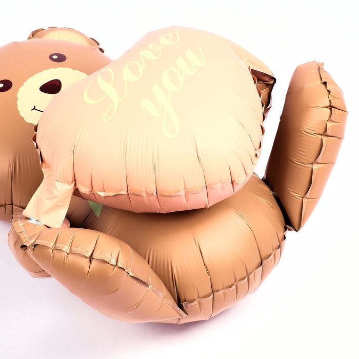 Шар фольгированный 42" &laquo;Медвежонок с розовым сердцем&raquo;, матовый, цвет шоколадный, под воздух