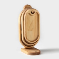 Набор деревянных менажниц и сервировочных досок на подставке Adelica, 3 шт, 25&times;14 см, 23&times;12 см, 21&times;10 см