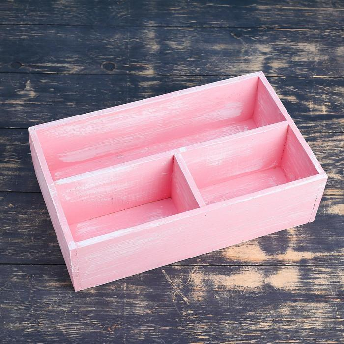 Ящик деревянный 34.5&times;20.5&times;10 см подарочный комодик, розовая кисть
