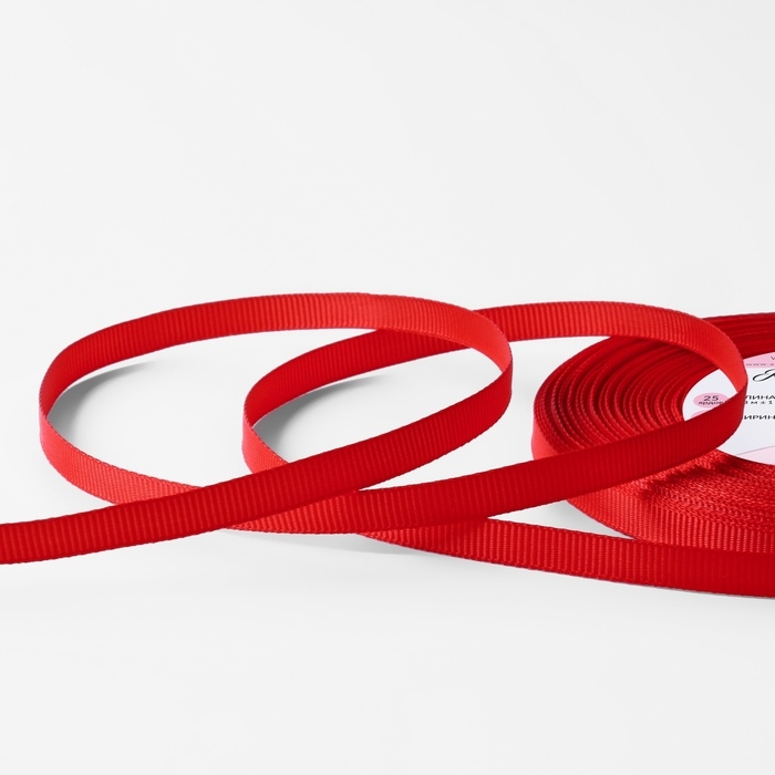 Лента репсовая, 6 мм, 23 &plusmn; 1 м, цвет красный №26