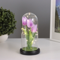 Ночник &laquo;Тюльпаны&raquo; LED 3хААА сиреневый 10,5х10,5х22см