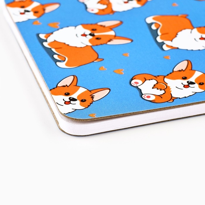 Блокнот А6, 40 листов на скошенном гребне. Белые листы. &laquo;Корги&raquo;