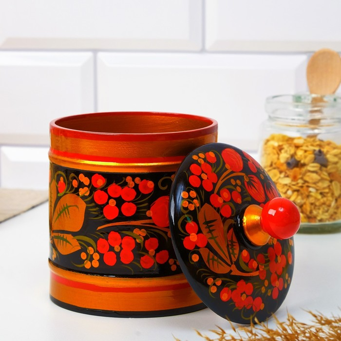 Кадочка &laquo;Земляничка&raquo;, средняя, 8,5&times;15 см, хохлома