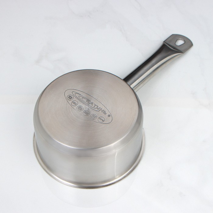 Ковш без крышки &laquo;Общепит&raquo;, 1 л, d=14 см, h=7 см, металлическая ручка, с теплораспределительным слоем, индукция