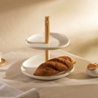 Этажерка - фруктовница круглая SL Home &laquo;Тренто&raquo;, 2 яруса, фарфор, цвет белый