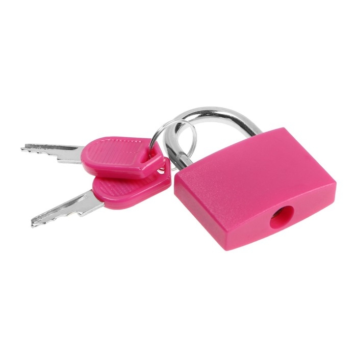 Замок навесной для чемодана, средний, 30х42 мм, розовый