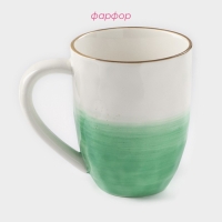 Кружка фарфоровая Доляна &laquo;Космос&raquo;, 400 мл, цвет зелёный