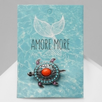 Брошь этника &laquo;Черепашка&raquo;, этническая, цветная в серебре