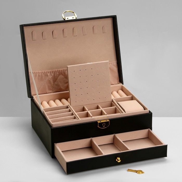 Подставка для украшений &laquo;Шкатулка&raquo; 2 яруса, 17&times;23&times;10 см, цвет чёрный