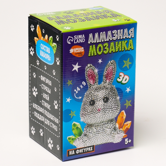 Алмазная мозаика на фигурке для детей &laquo;Милый зайчик&raquo;, полное заполнение