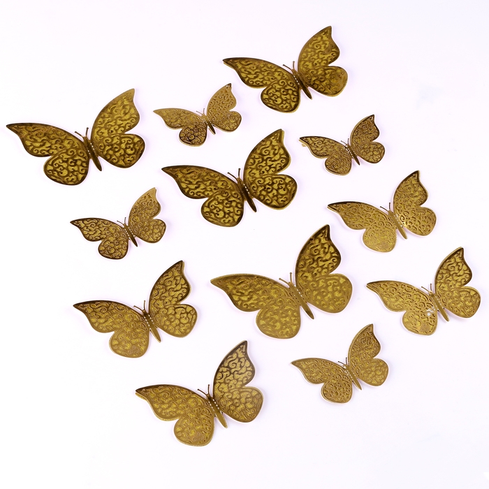 Набор топперов &laquo;Бабочки&raquo;, с узорами, набор &mdash; 12 шт., цвет золото