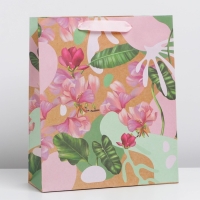Пакет подарочный крафтовый вертикальный, упаковка, &laquo;Нежность&raquo;, M 26 х 30 х 9 см