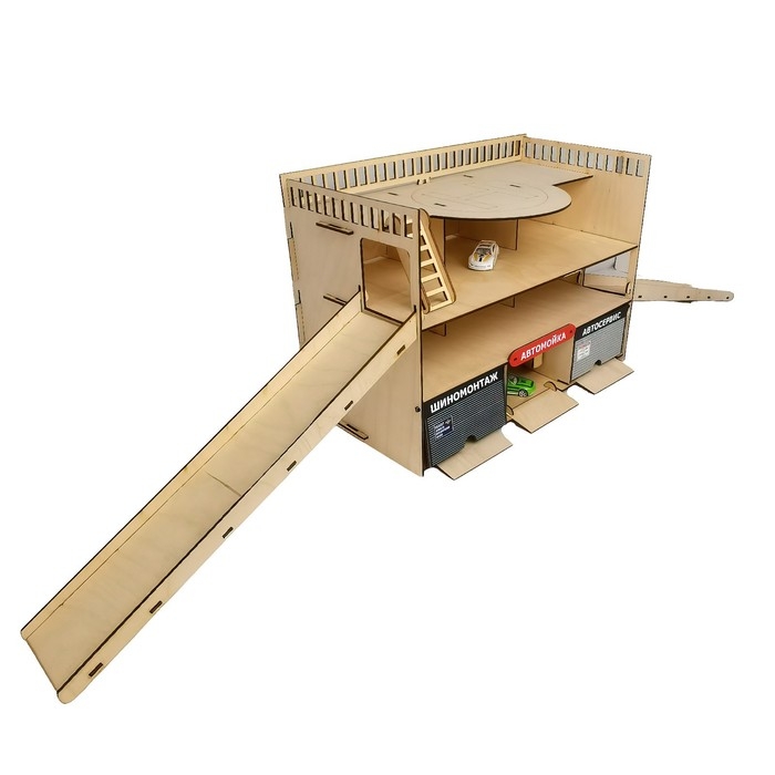 Парковка из дерева &laquo;Паркинг. Мегаполис&raquo; в наборе 2 машинки