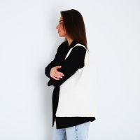 Шопер однотонный, 35 х 0.5 х 40 см, двунитка, без подклада, бежевый