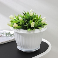 Горшок для цветов с поддоном &laquo;Байкал&raquo;, 2 л, пластиковый, белый