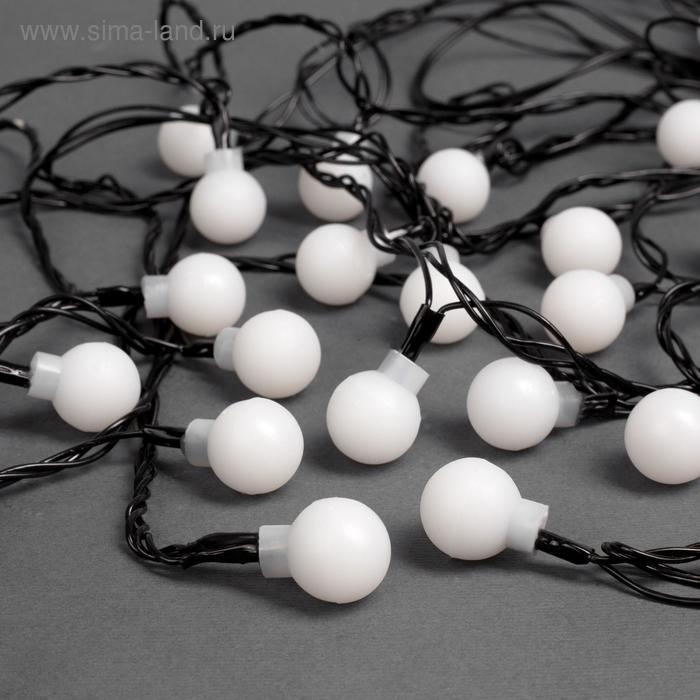 Гирлянда &laquo;Нить&raquo; 5 м с насадками &laquo;Шарики белые&raquo;, IP20, тёмная нить, 20 LED, свечение мульти (RG/RB), мигание, 220 В