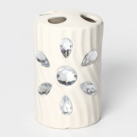 Набор аксессуаров для ванной комнаты Доляна &laquo;Дерево&raquo;, 4 предмета (дозатор 300 мл, мыльница, 2 стакана), цвет белый