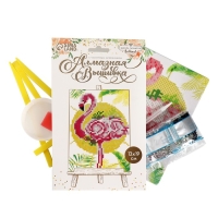 Алмазная мозаика с частичным заполнением на подставке &laquo;Фламинго&raquo;, 13 х 19 см, картон