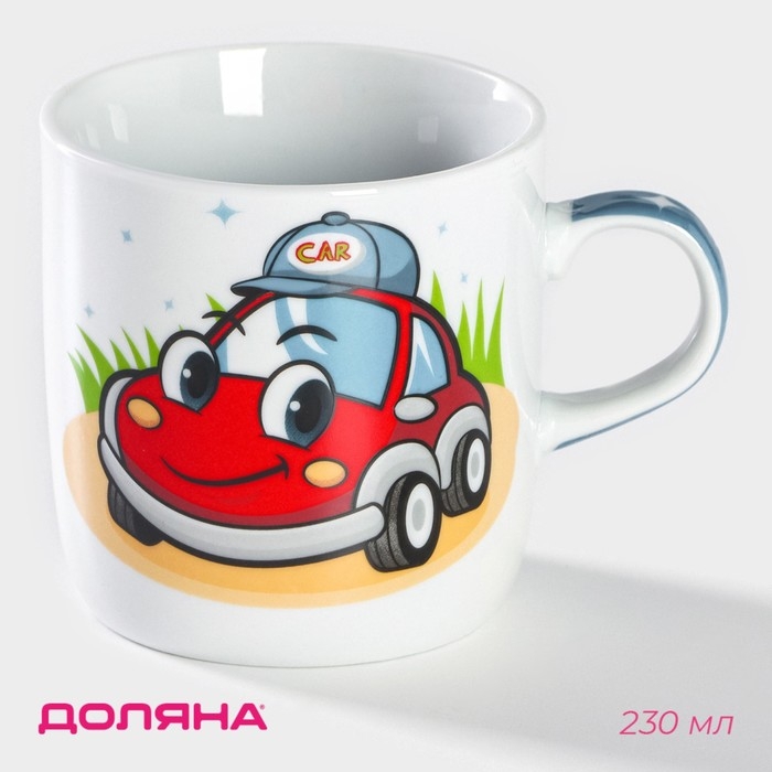 Кружка керамическая Доляна &laquo;Машинка&raquo;, 230 мл, цвет белый