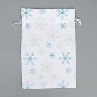Мешочек подарочный холща &laquo;С праздником&raquo;, снежинки, 16 х 24 см +/- 1.5 см, Новый год