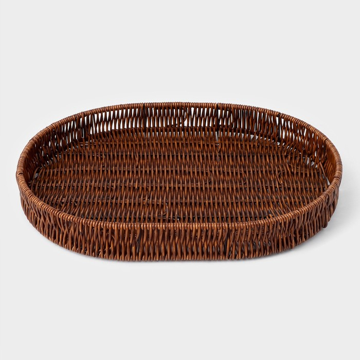 Корзинка для подачи Доляна &laquo;Огайо&raquo;, 41&times;31&times;5 см, овальная, цвет коричневый