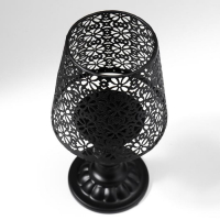Подсвечник металл на 1 свечу "Абажур с цветами" чёрный 23х11х11 см