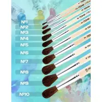 Кисть для рисования, Пони круглая № 3 (диаметр обоймы 3 мм; длина волоса 16 мм), деревянная ручка, Calligrata