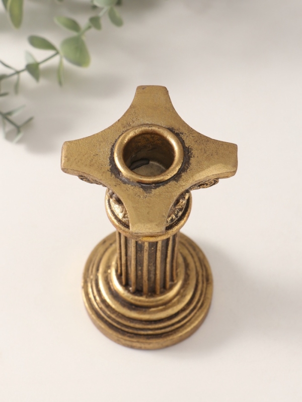 Подсвечник полистоун на 1 свечу "Колонна Афродиты" состаренное золото 7х7х13,5 см