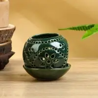 Аромалампа "Магнолия" керамика, цв. зелёный, 10х10х9 см