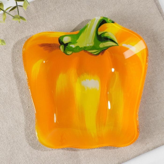 Блюдо стеклянное сервировочное Доляна &laquo;Перчик&raquo;, 16&times;15 см, цвет жёлтый